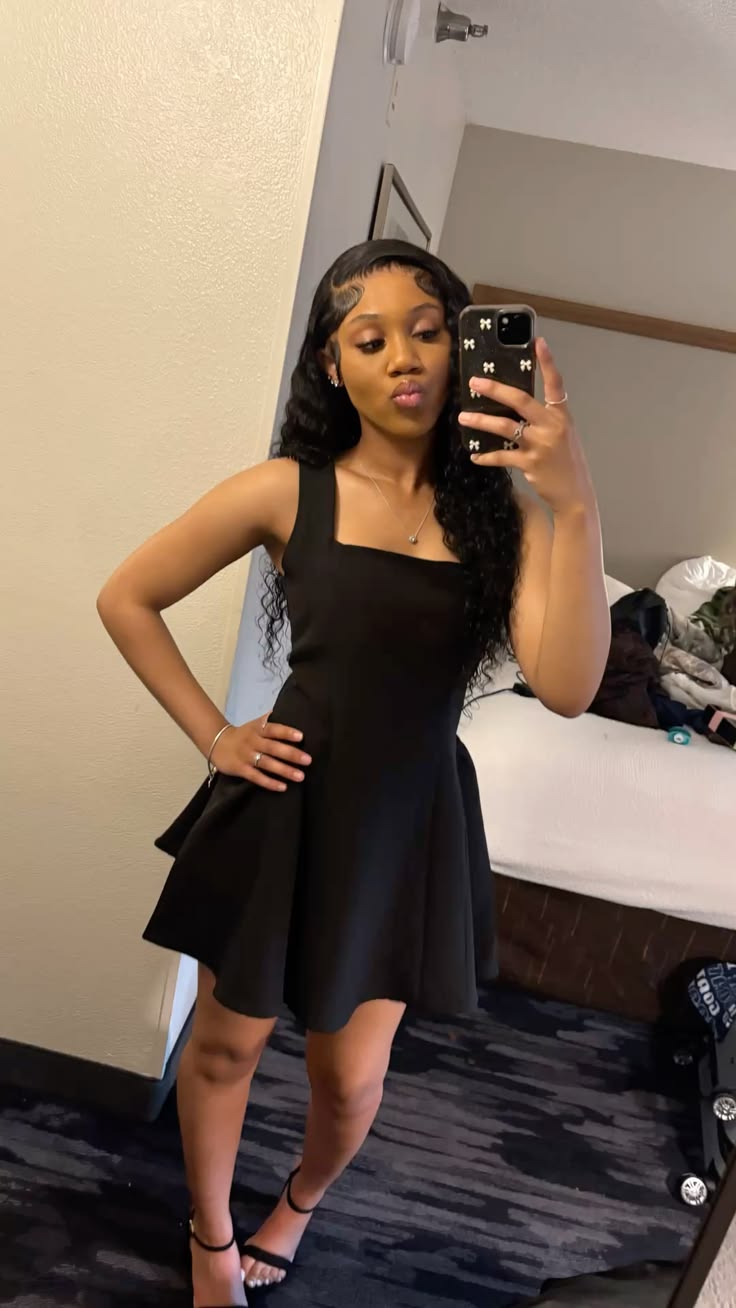 A Line Black Short Birthday Dress Homecoming Dress P1422