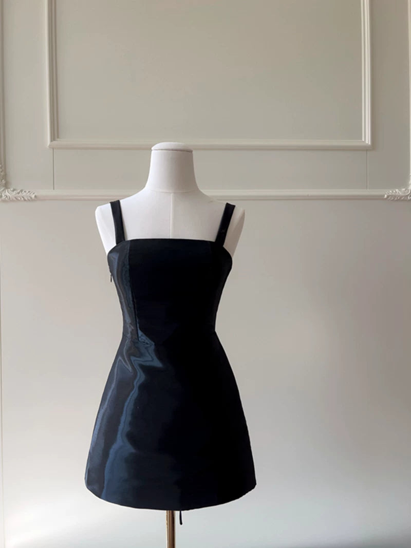A Line Black Short Organza Homecoming Dress Homecoming Dress P1745