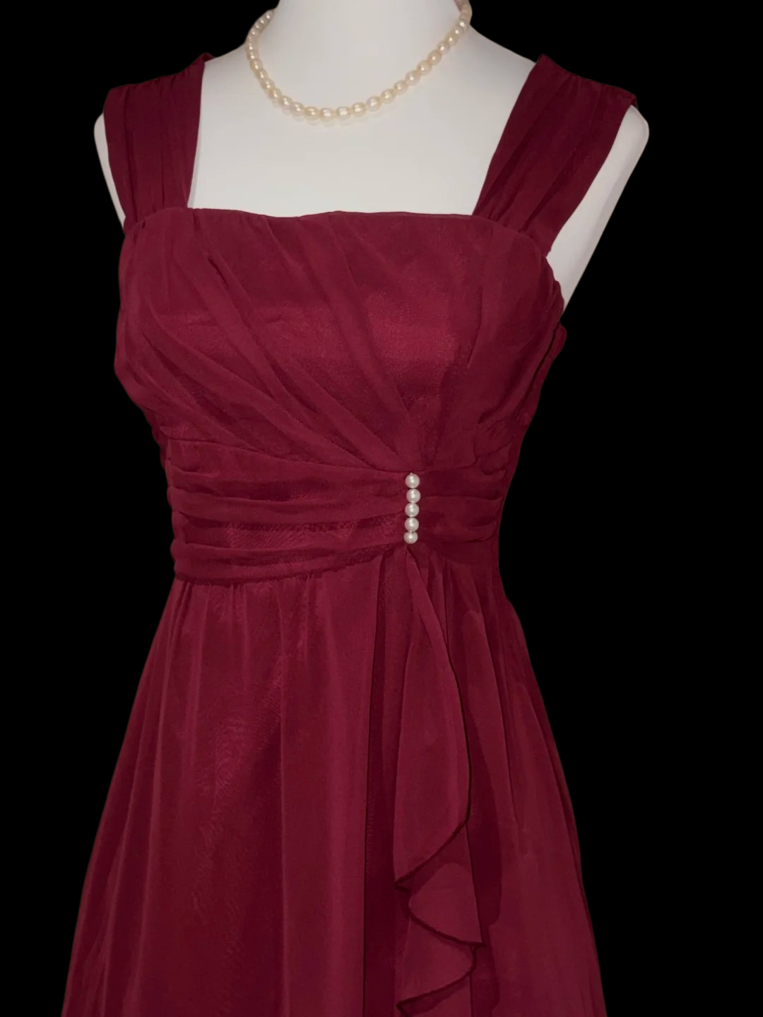 A Line Burgundy Chiffon Ruffled Homecoming Dress P1869