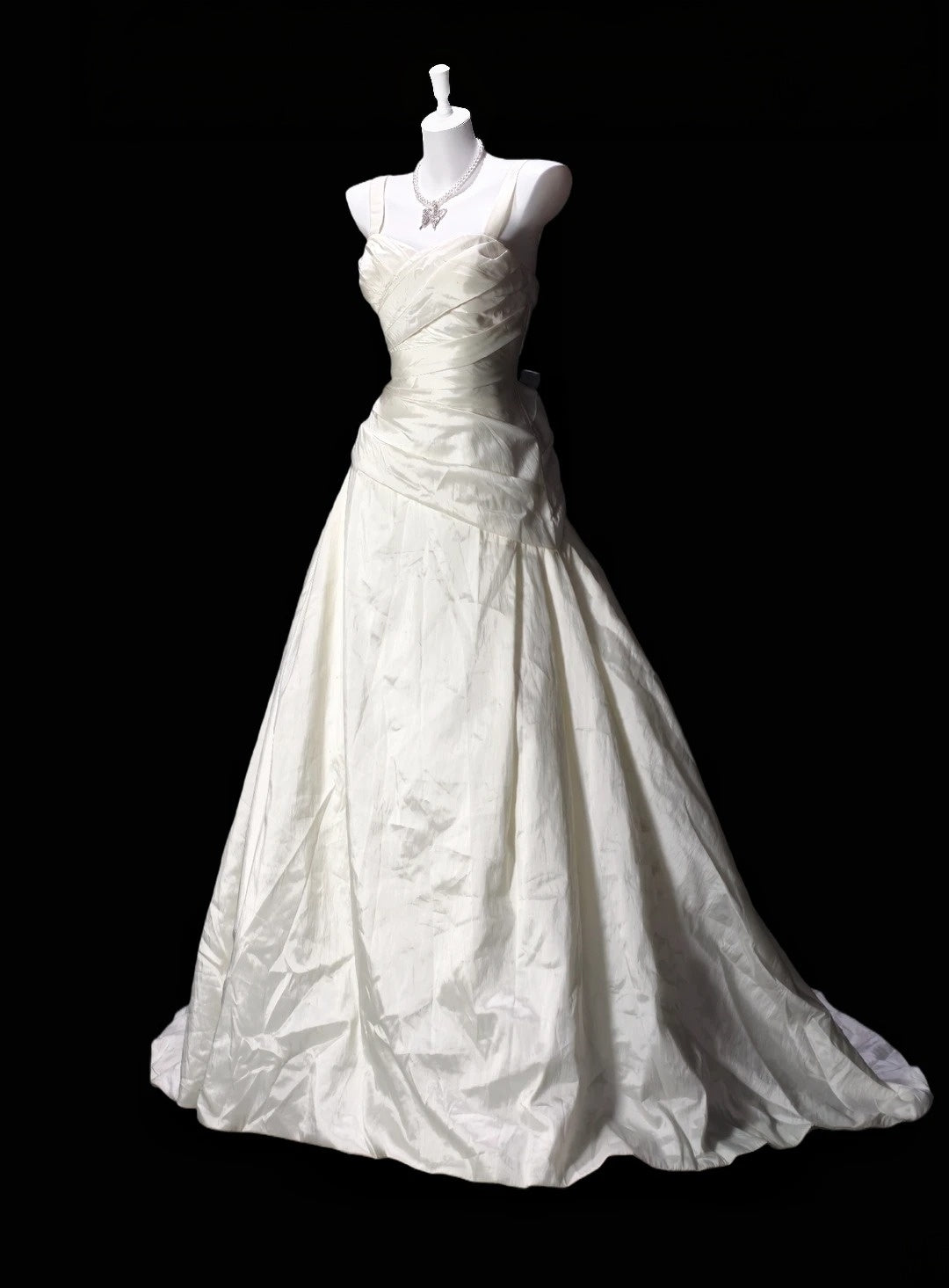 A Line Ivory Satin Retro Wedding Dress Formal Evening Dress P1977