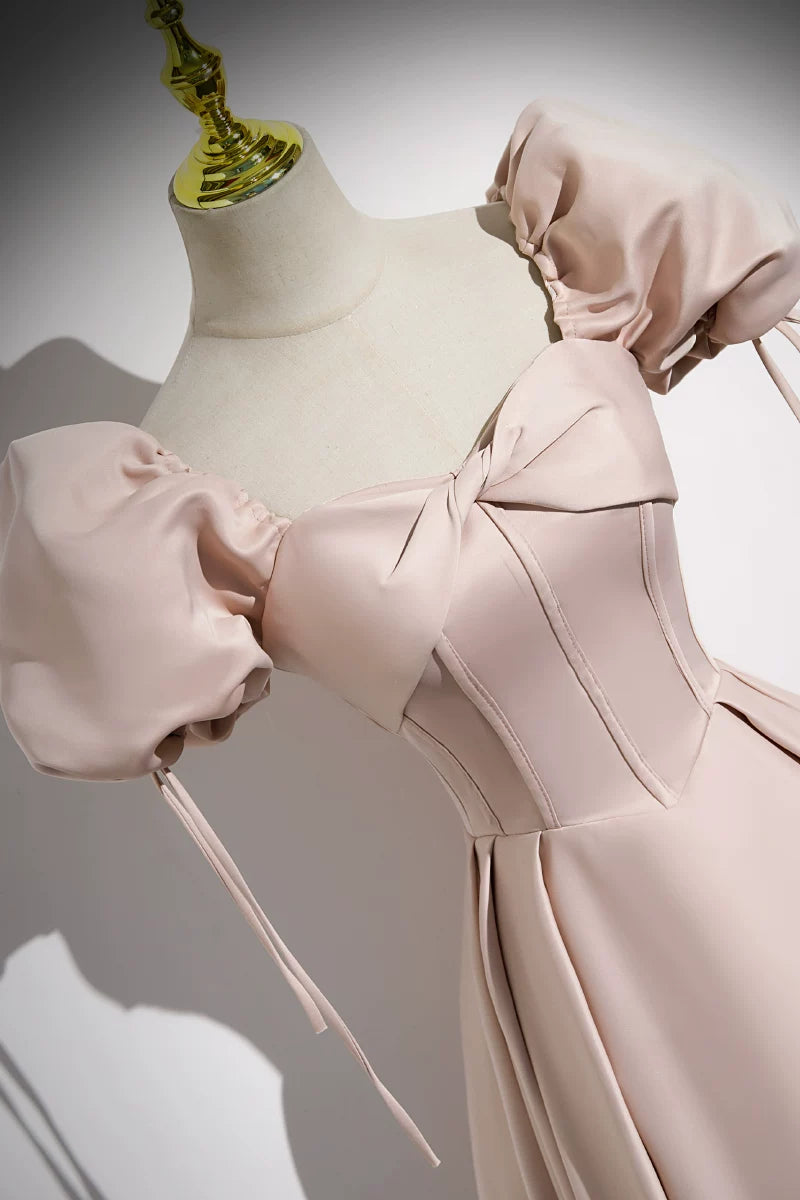 A Line Pink Satin Prom Dress Sweet Birthday Dress P1243