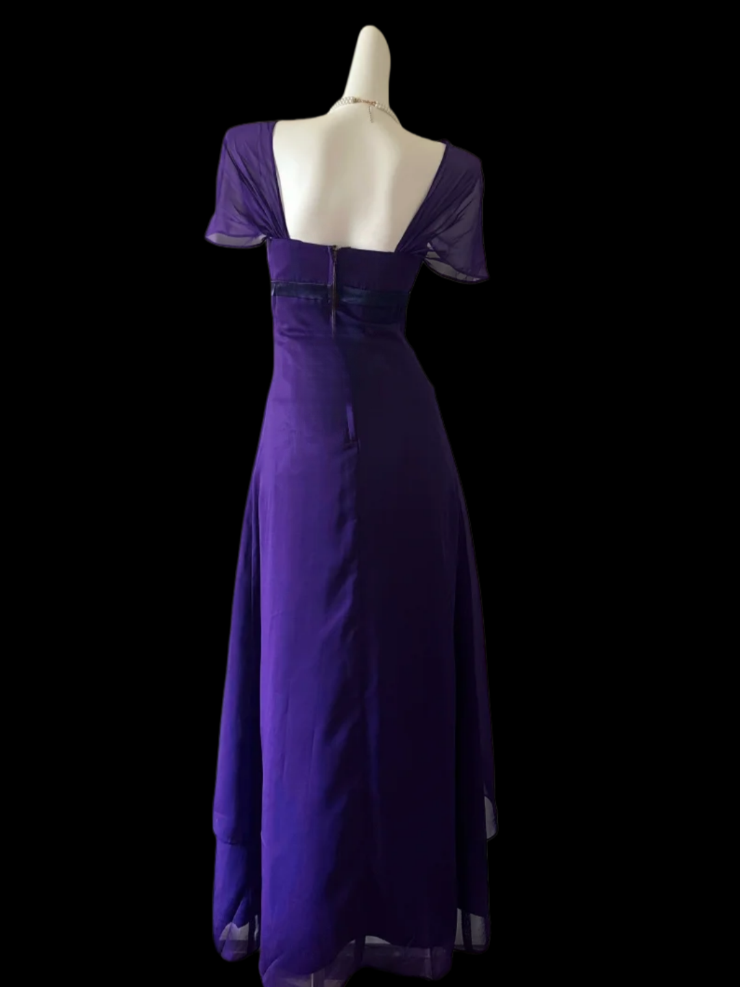 A Line Purple Chiffon Prom Dress Ruffled Formal Dress P1069