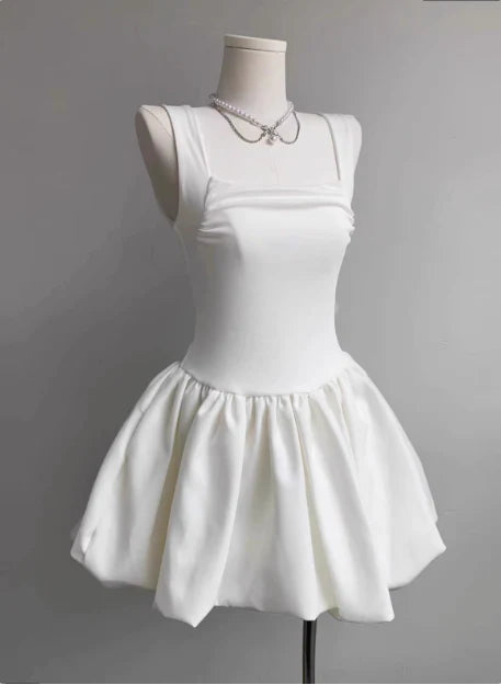 A Line White Short Graduation Dress Homecoming Dress P1563