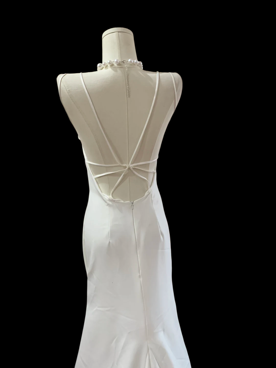 Backless Mermaid White Wedding Dress Formal Bridal Backless Prom Dress P808