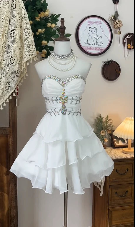 Beaded Short Chiffon Homecoming Dress Party Dress P1171