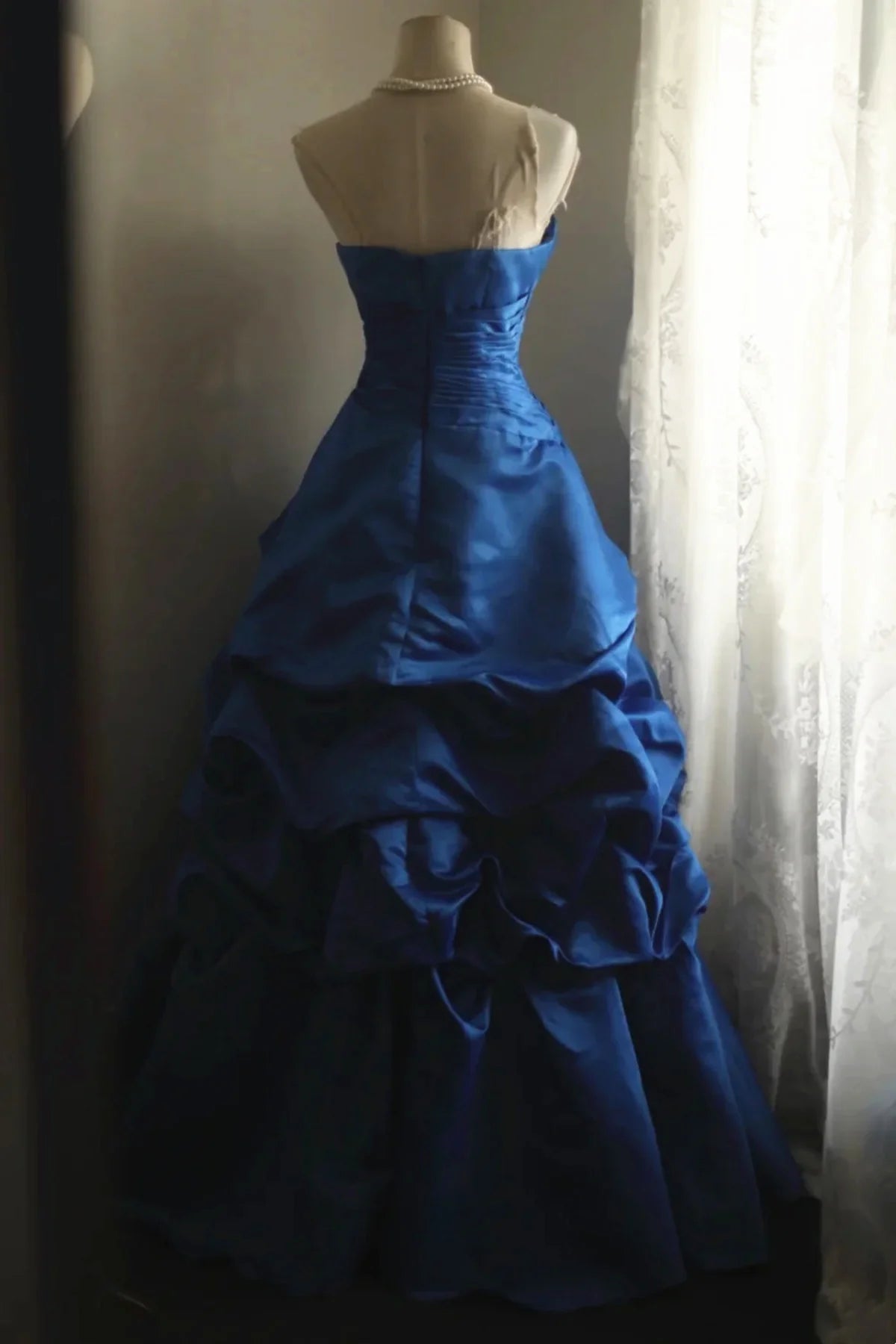Blue Strapless Prom Dress Elegant Long Formal Dress P986