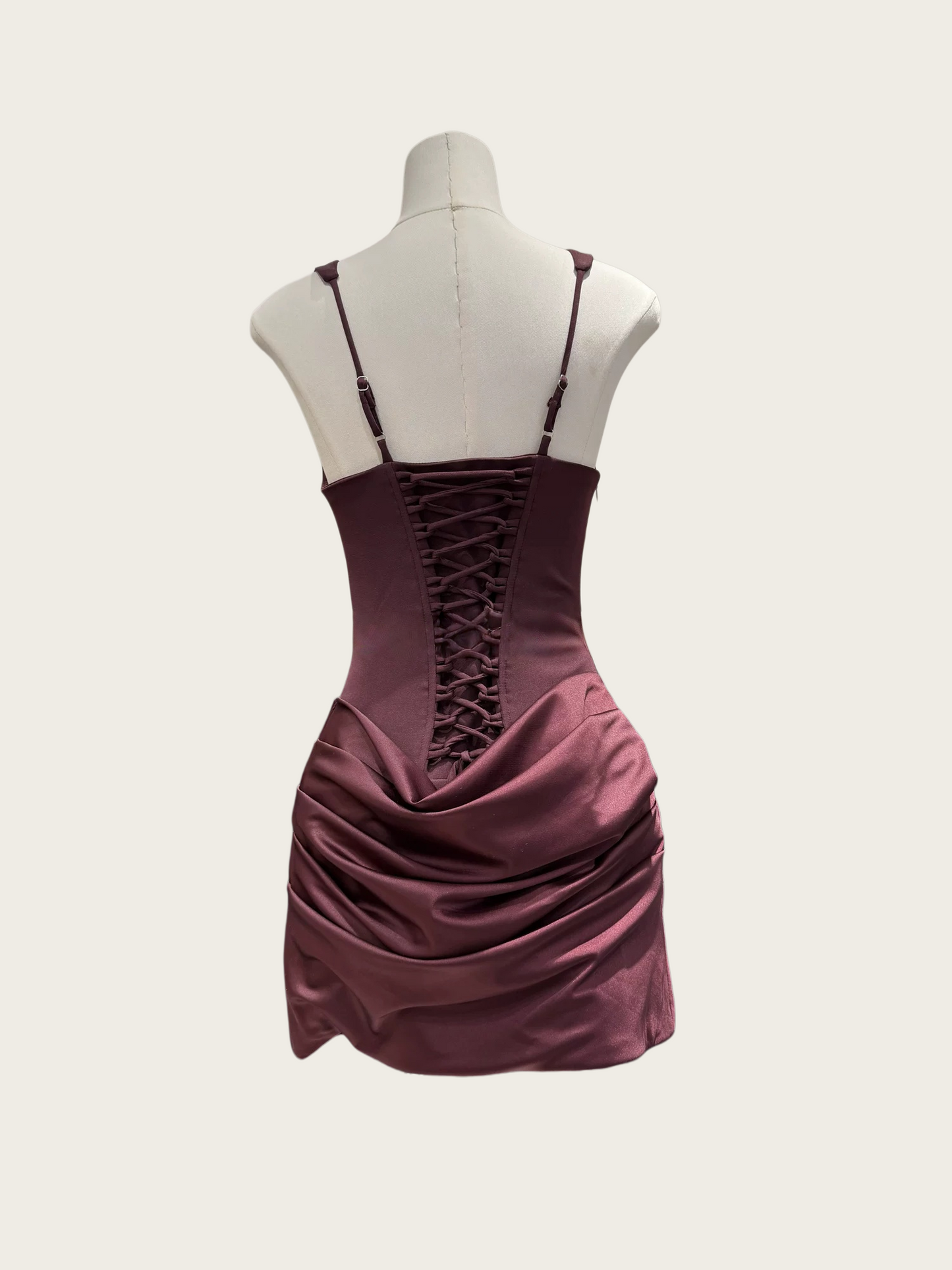 Burgundy Sheath Satin Homecoming Dress Short Party Dress P1469