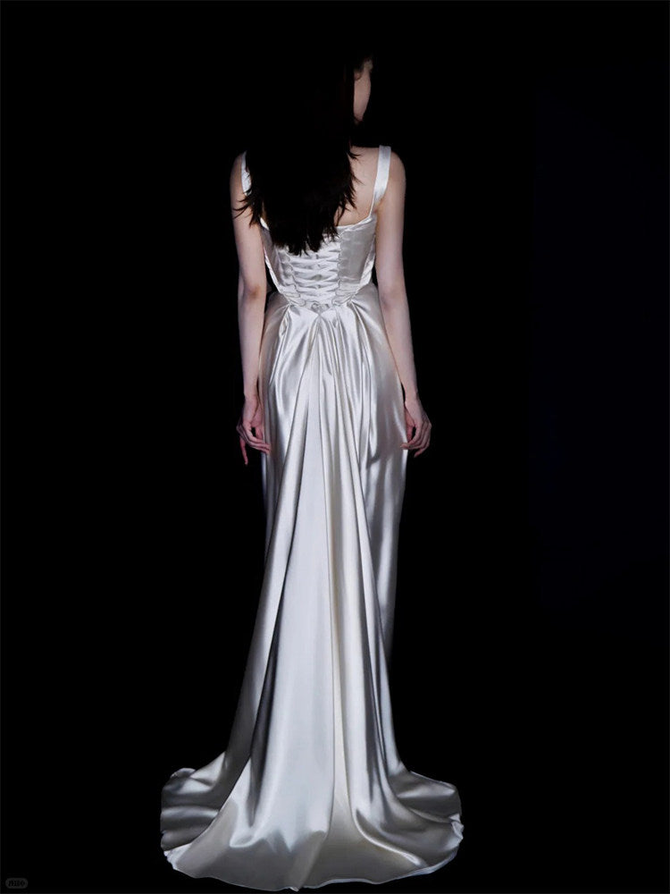 Elegant Sheath Satin Evening Dress Formal Prom Dress P776