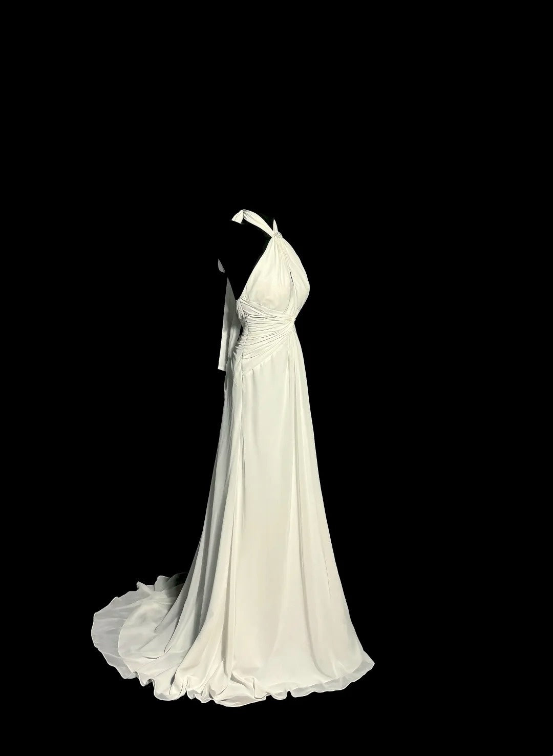 Halter Ivory Chiffon Wedding Dress Formal Evening Gown P1705