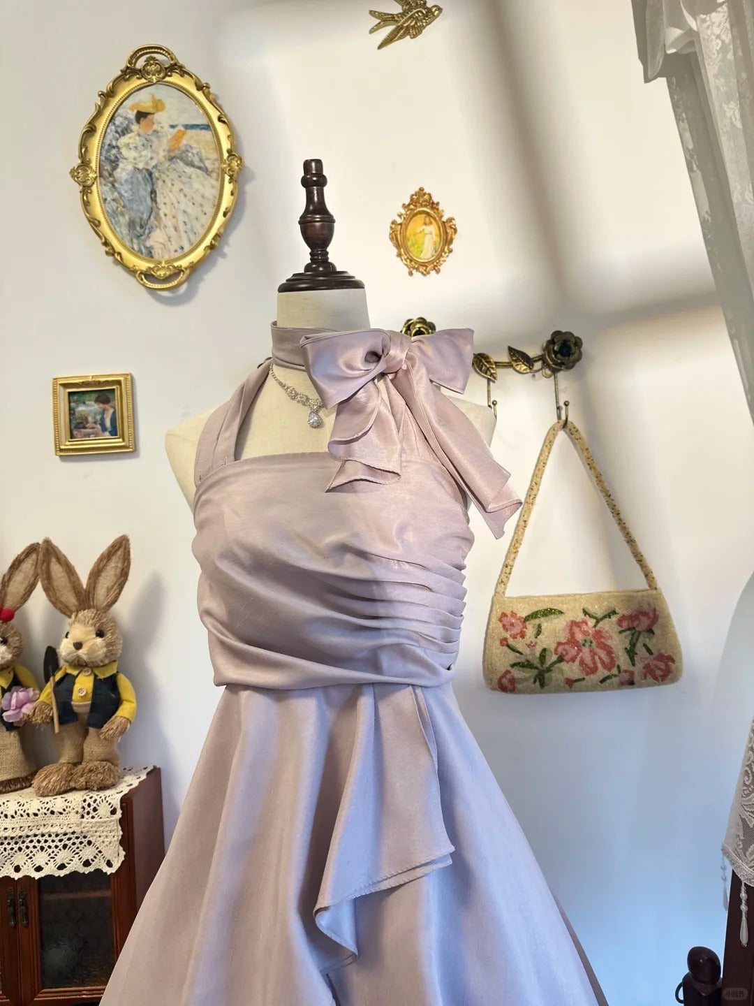 Halter Light Purple Birthday Dress Short Homecoming Dress P2143