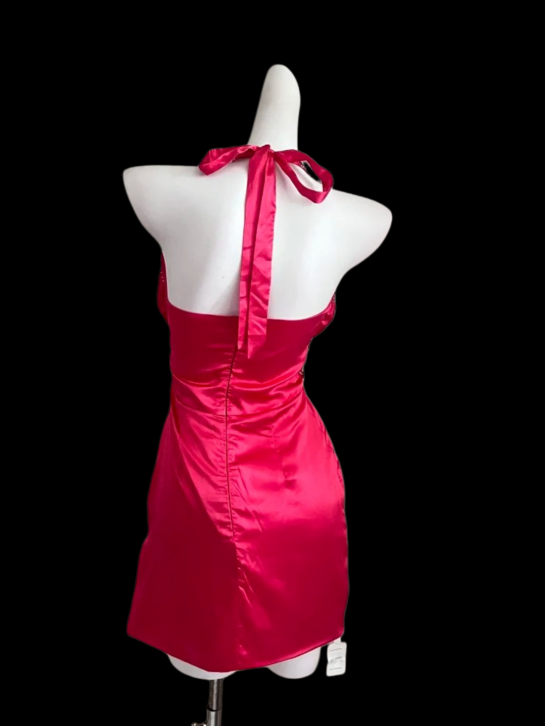 Halter Pink Satin Retro Homecoming Dress Short Party Dress P1685