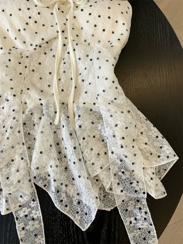 Irregular Polka-dot Strapless Top L133