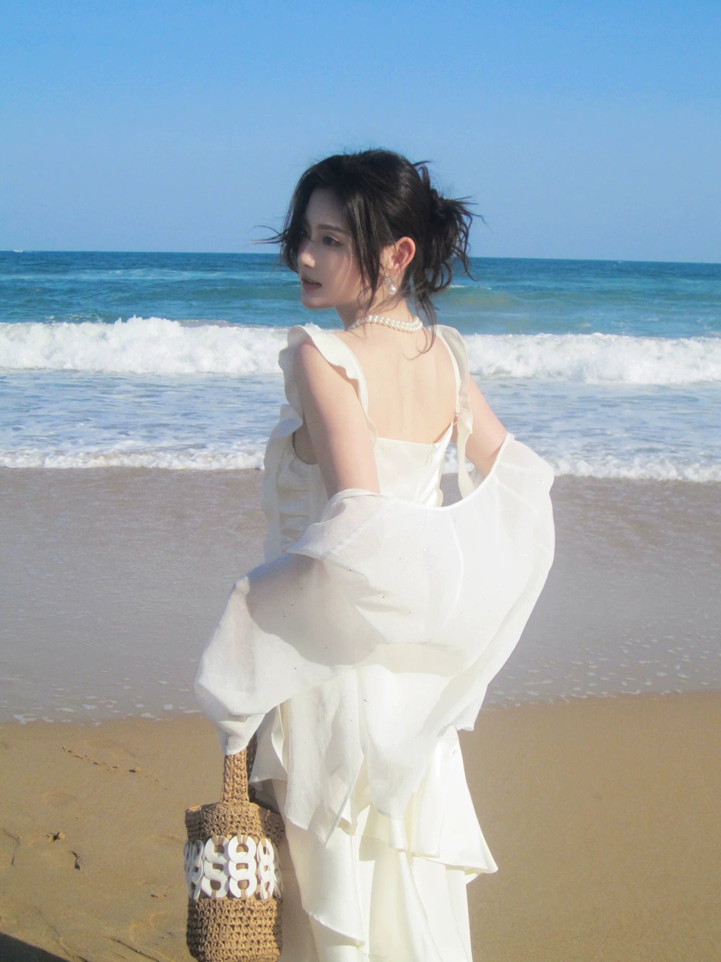 Ivory Layered Graduation Dress Ruffled Birthday Gown P1522