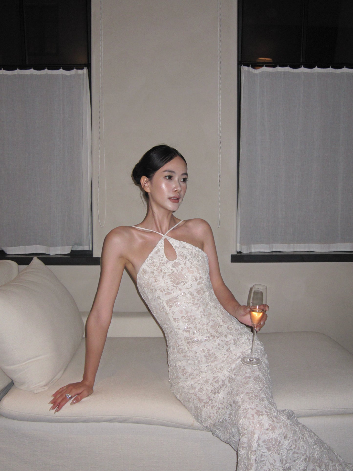 Sequin Lace Halter Birthday Mermaid Dress Cocktail Dress Prom Dress L42