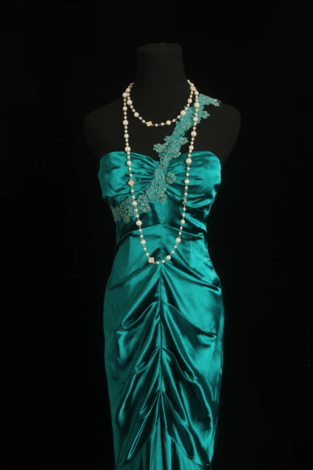 Mermaid Turquoise Satin Prom Dress One Shoulder Evening Gown P1363