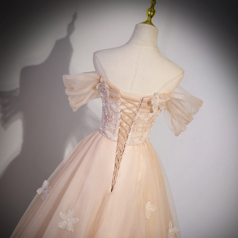 Off The Shoulder A Line Tulle Prom Dress Sweet Birthday Dress P1229