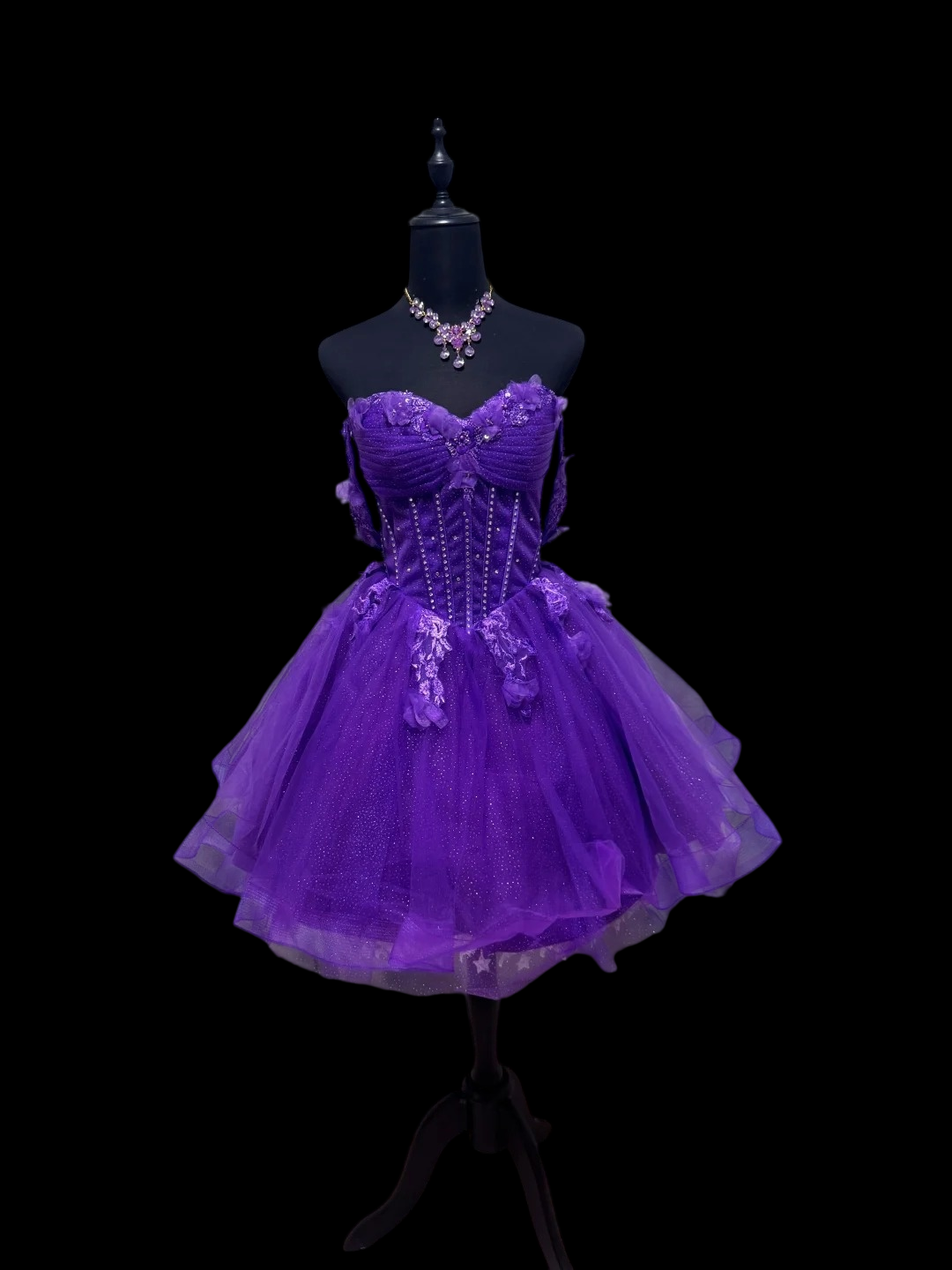 Off The Shoulder Purple Short Tulle Birthday Dress P2421
