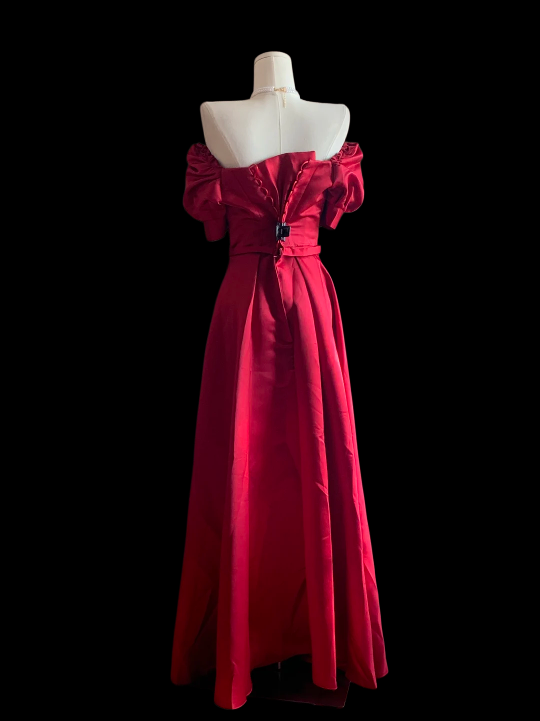 Off The Shoulder Red A Line Prom Dress With Short Sleeves P804
