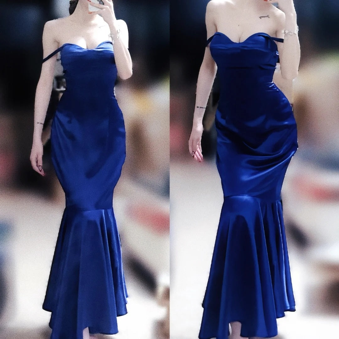 Off The Shoulder Royal Blue Mermaid Prom Dress Sexy Evening Gown P1507