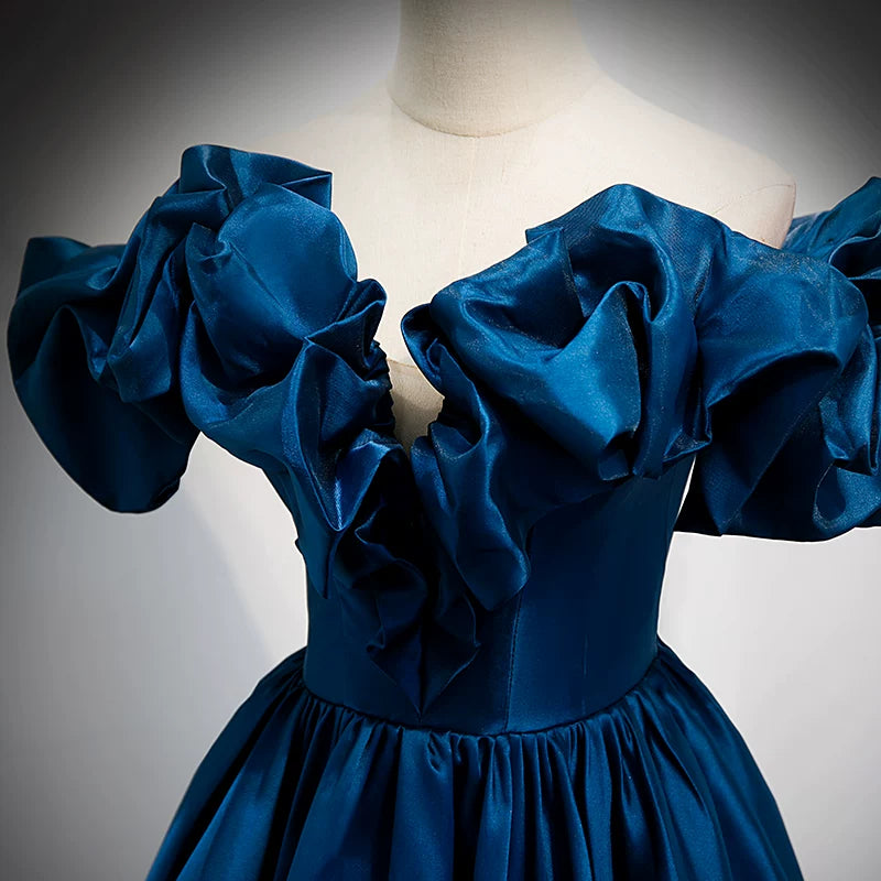 Off The Shoulder Satin Prom Dress A Line Evening Dress P1241