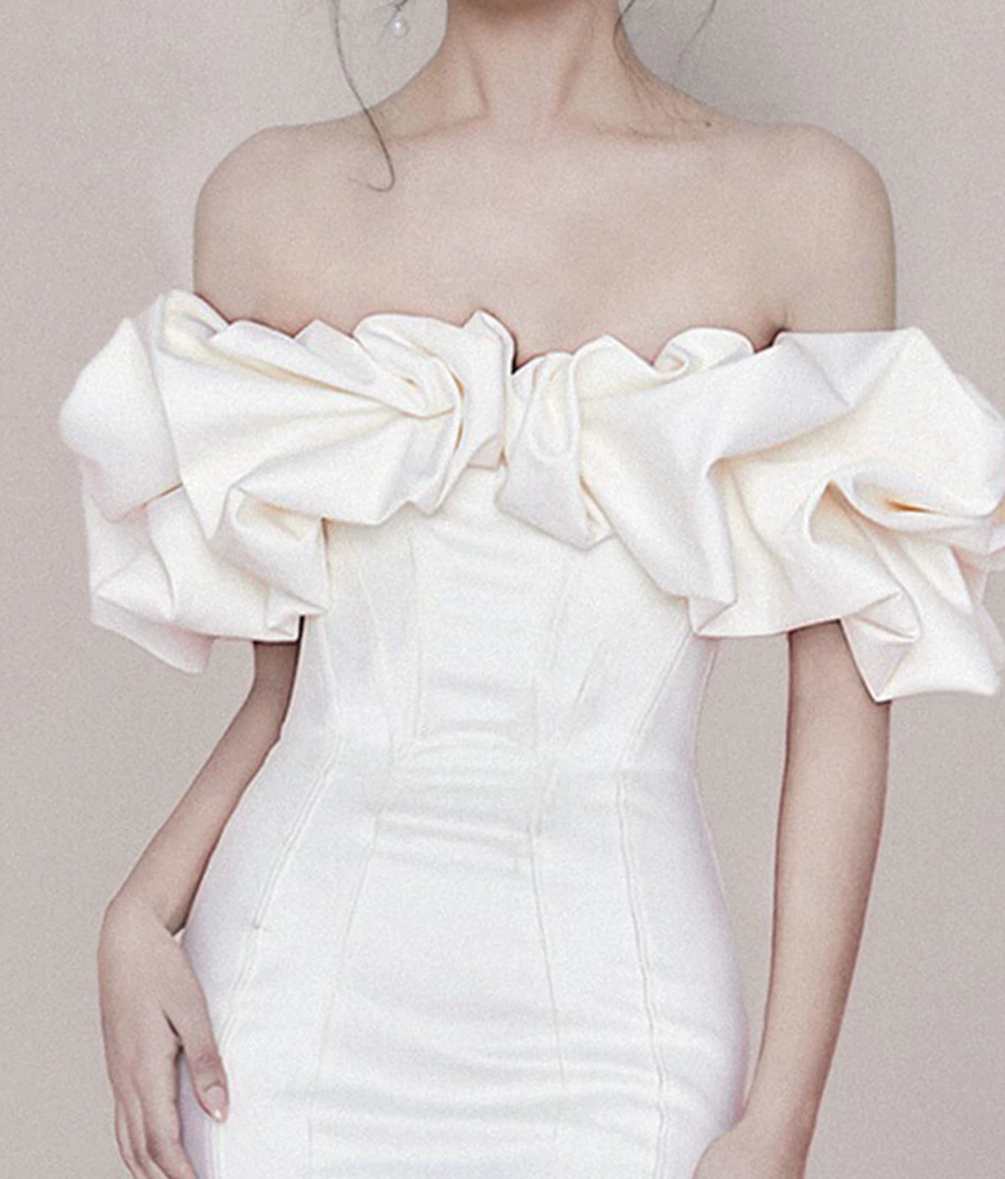 Off The Shoulder Sheath Satin Homecoming Dress Ruffled Birthday Dress P1739