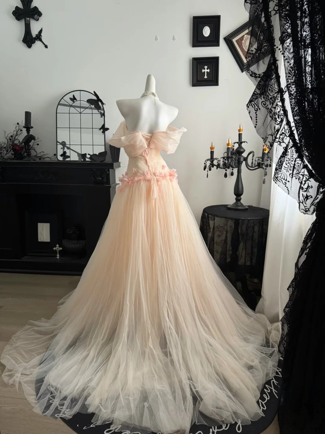Off The Shoulder Tulle Formal Prom Dress A Line Birthday Dress P1847