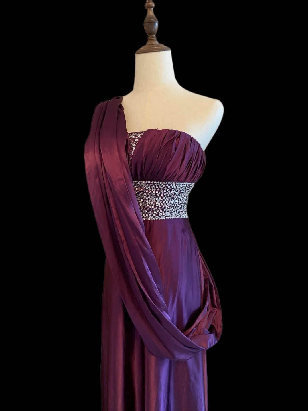 One Shoulder Purple Evening Dress A Line Satin Prom Dress P1671