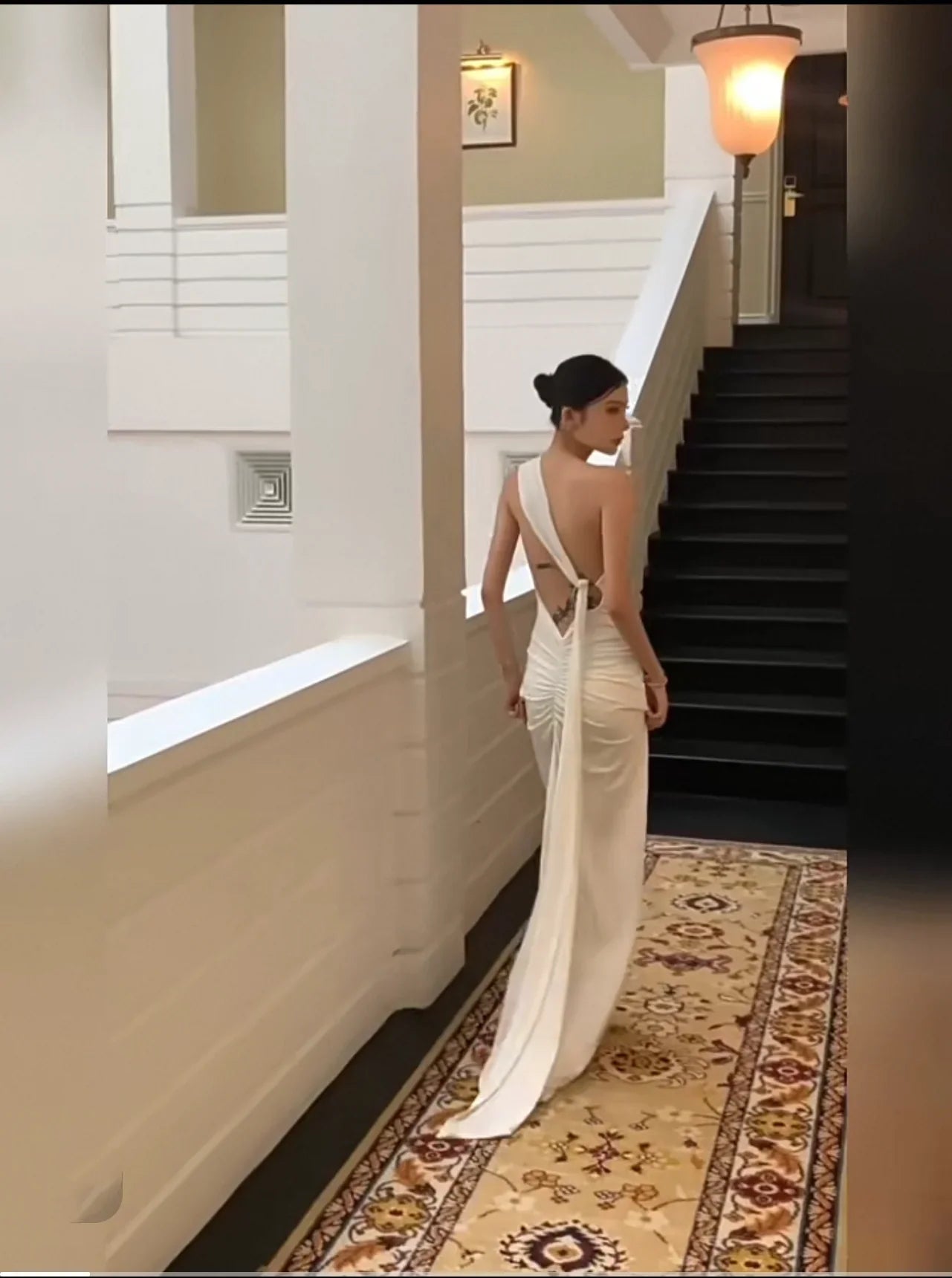 One Shoulder Satin Evening Dress Backless Formal Prom Dress P724