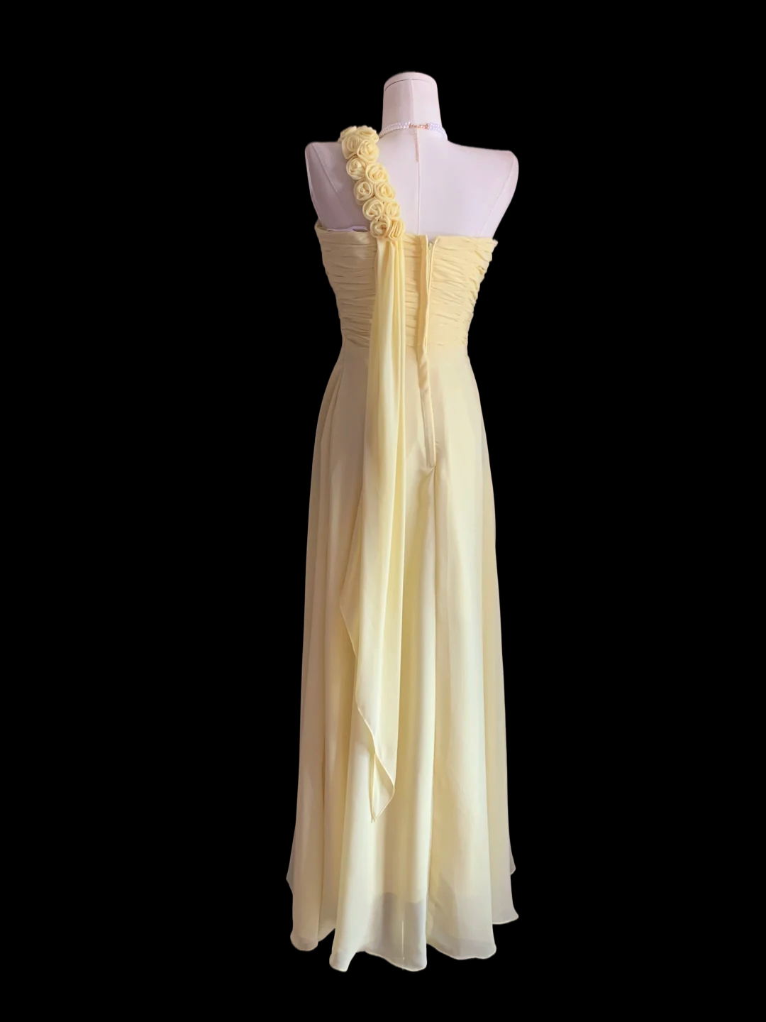 One Shoulder Yellow Chiffon Prom Dress Formal Wedding Guest Dress Bridesmaid Dresses P809