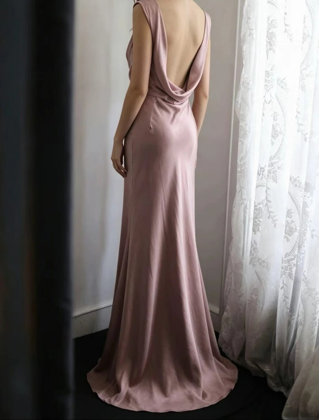 Open Back Pink Mermaid Formal Prom Dress Bridesmaid Dress P1913