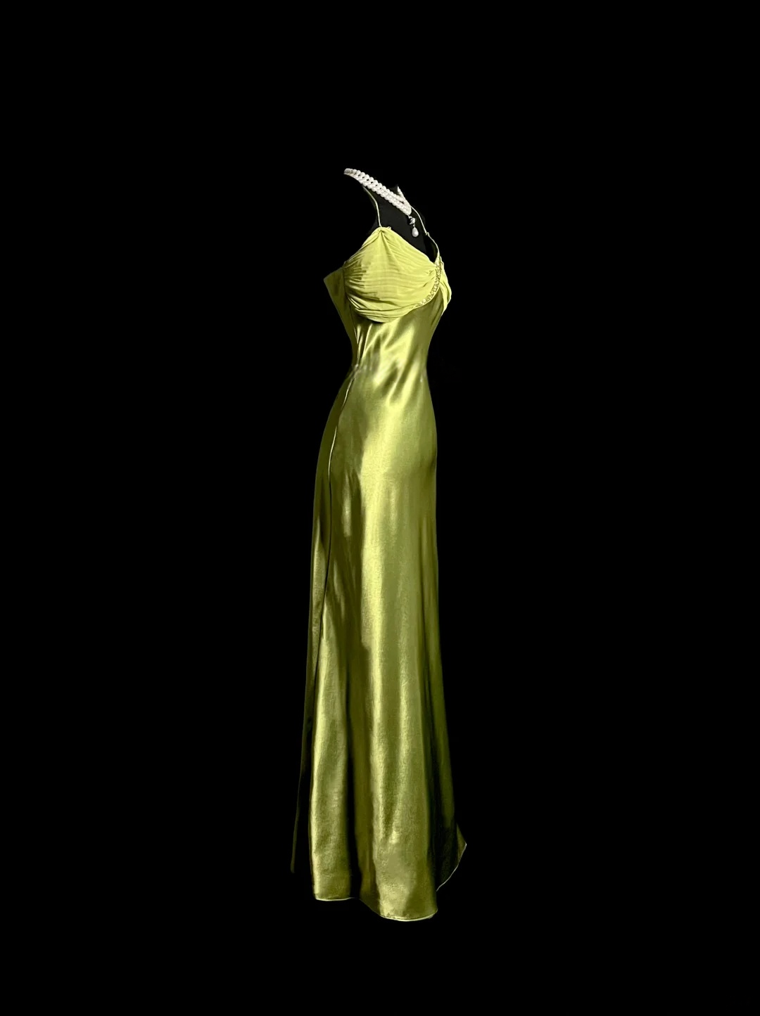Sheath Green Satin Prom Dress Maxi Evening Dress P107