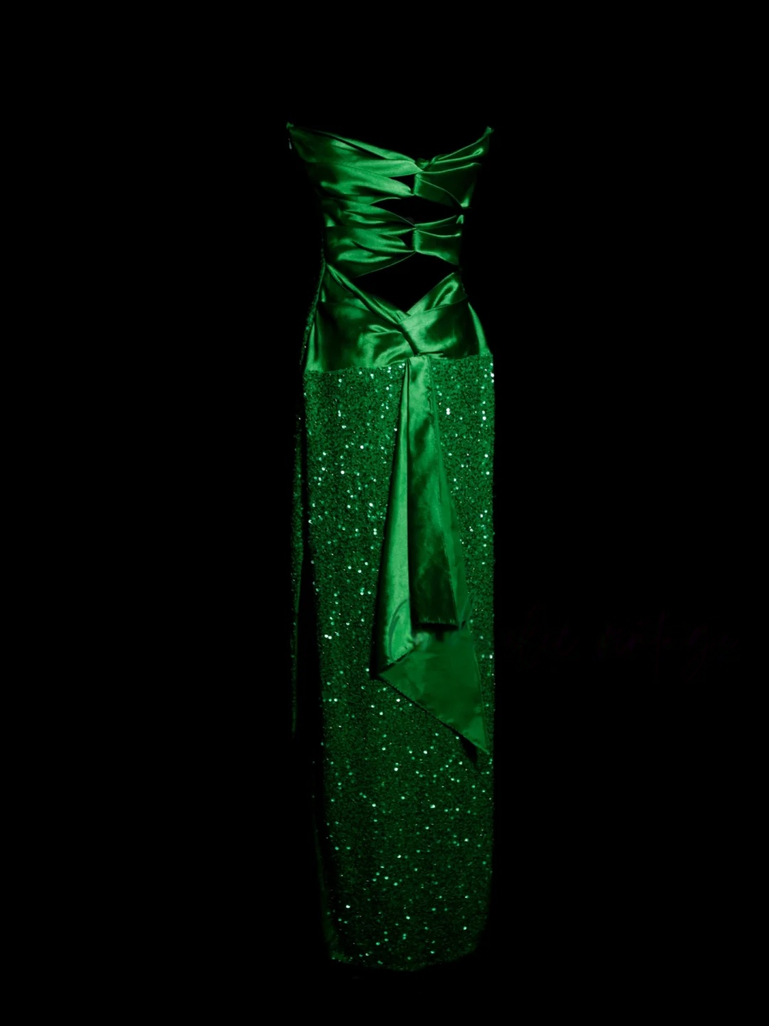Green Sequin Satin Prom Dress Sheath Formal Party Dress Evening Dress P147
