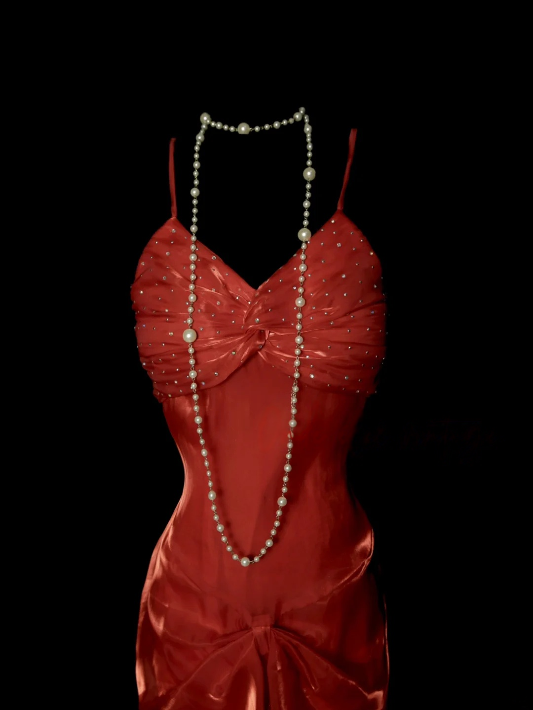V Neck Red Mermaid Ruffle Prom Dress Formal Party Dress Evening Dress P150