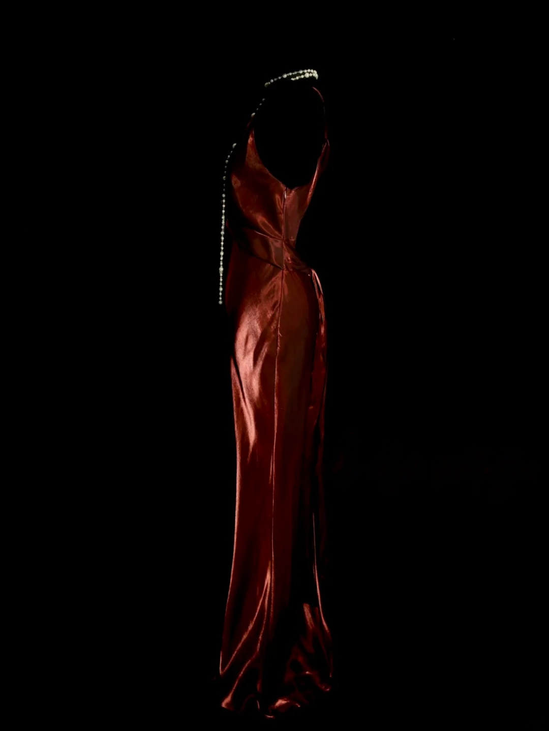 V Neck Burgundy Satin Prom Dress Party Dress Evening Dress P153