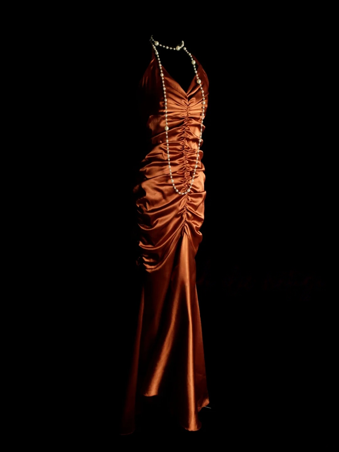 Halter Satin Sheath Prom Dress Vintage Evening Dress Party Dress P160