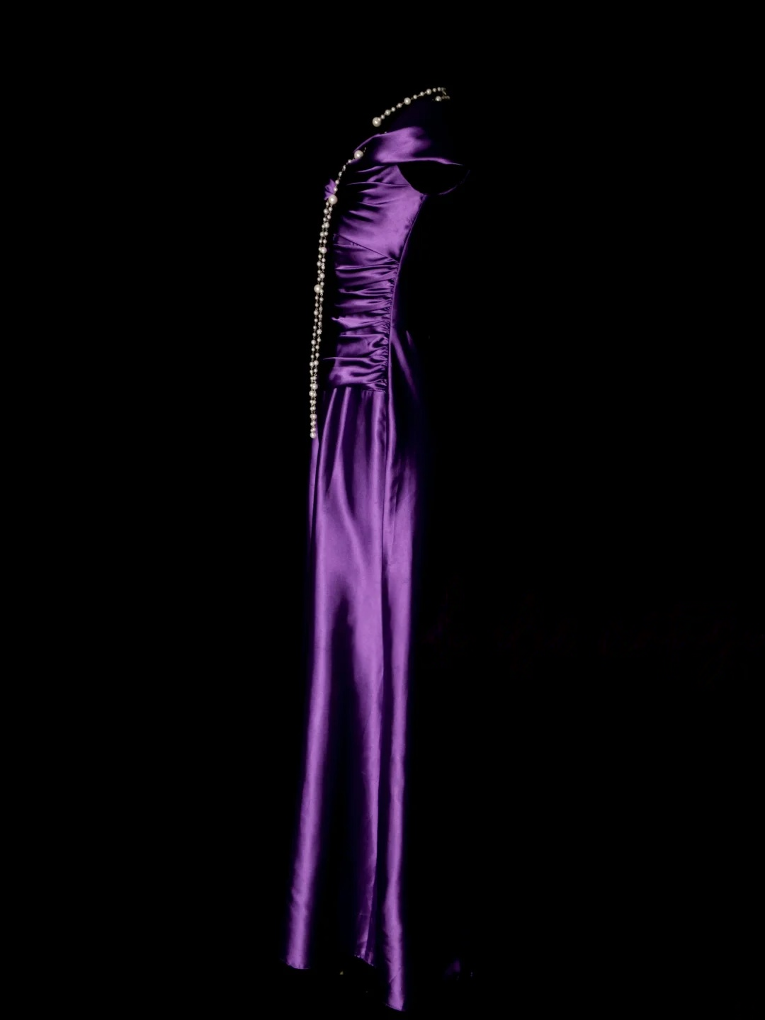 Purple Sheath Satin Prom Dress Vintage Evening Dress P166