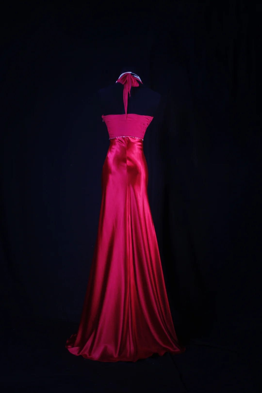 Halter Red Satin Mermaid Prom Dress Formal Party Dress Evening Dress P174