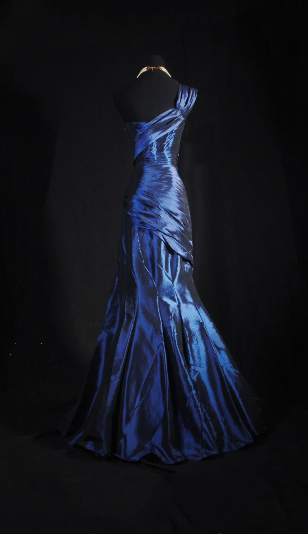 One Shoulder Royal Blue Satin Prom Dresses Mermaid Evening Party Dress P185
