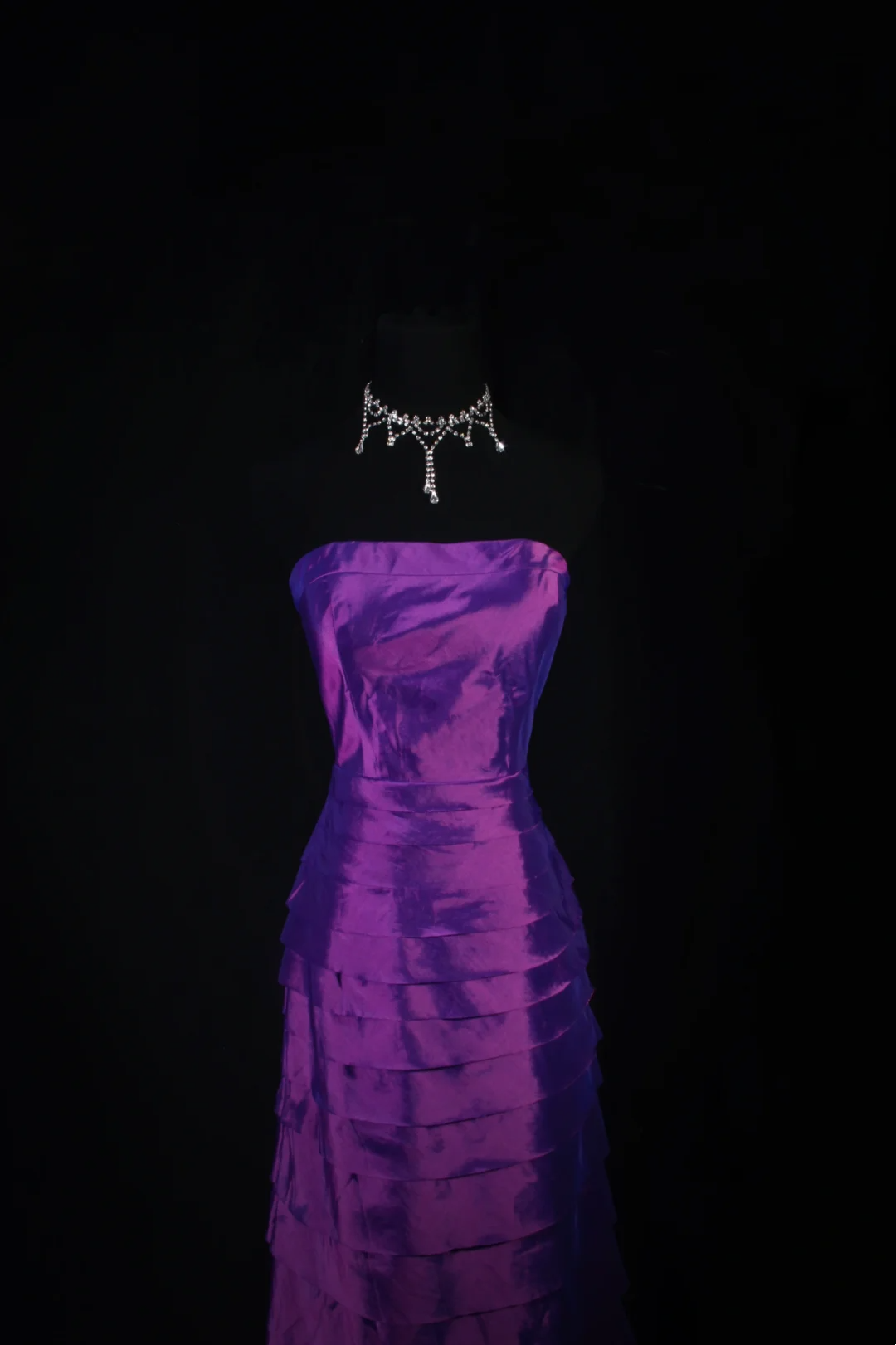 Strapless Purple Mermaid Satin Prom Dresses Layered Evening Party Dress P188
