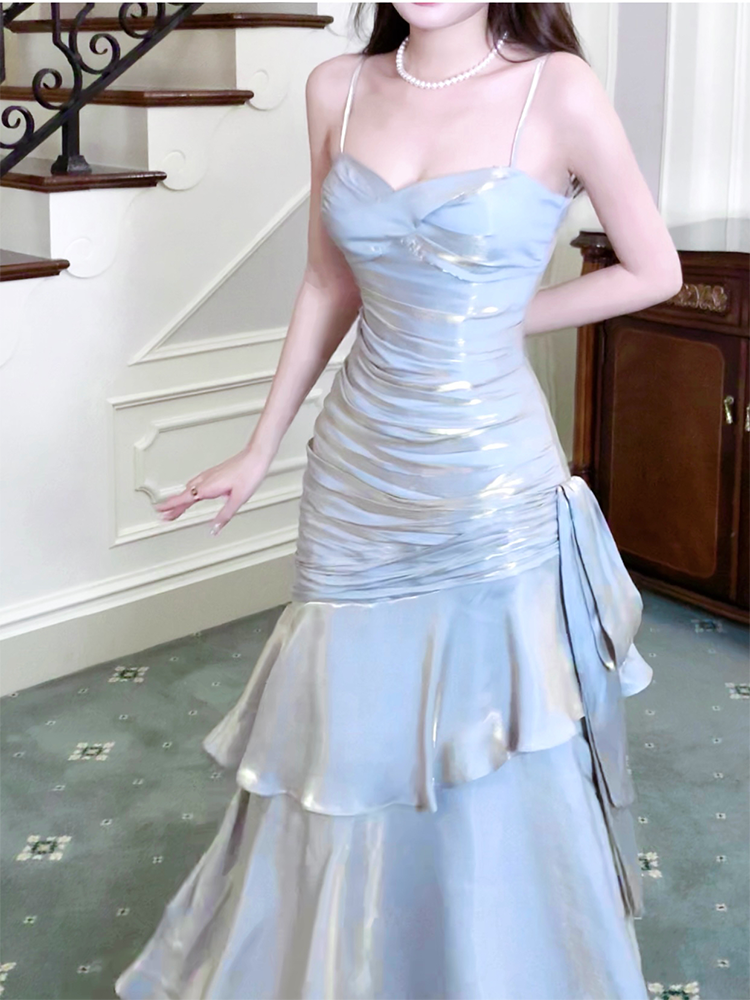 Silver Formal Prom Dress Layered Evening Dress Party Dress P257