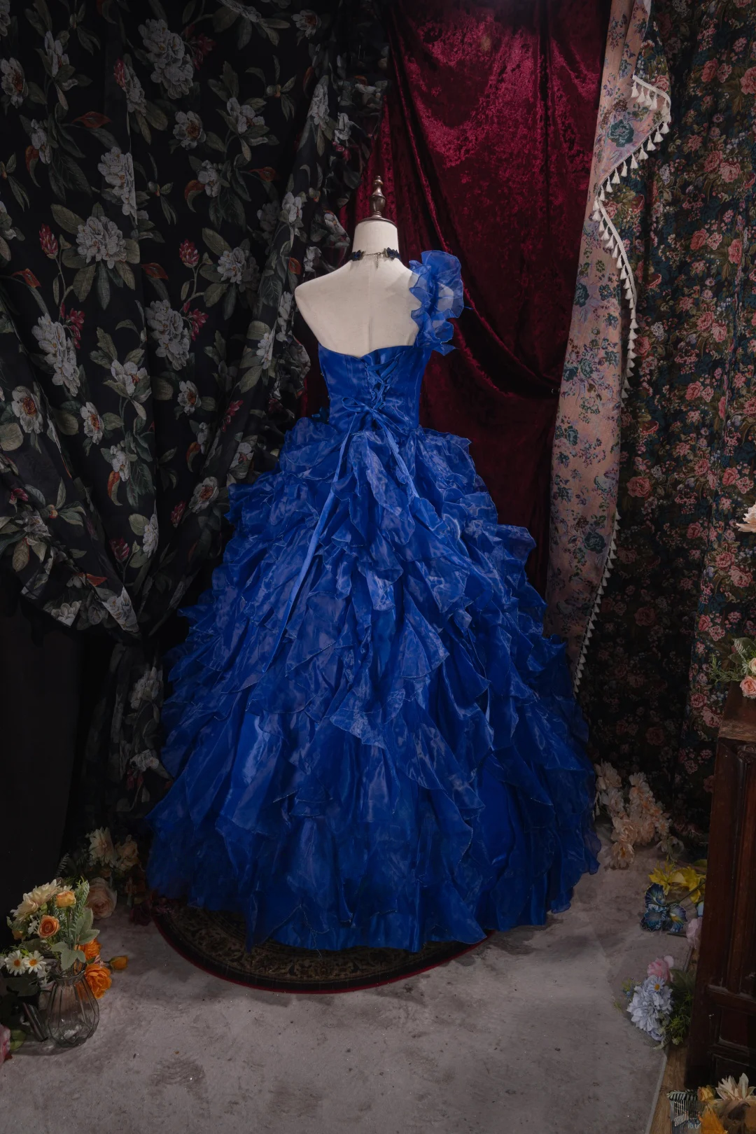 Ball Gown Blue Organza Prom Dress Sweet 16 Birthday Dress P264