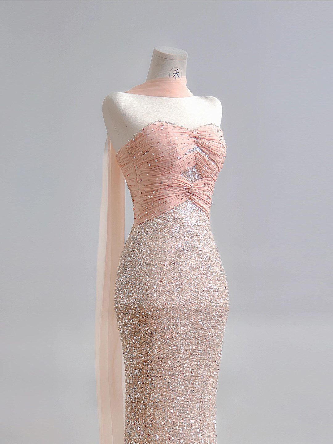 Sweetheart Pink Sequin Mermaid Prom Dress Sparkle Evening Dress P285