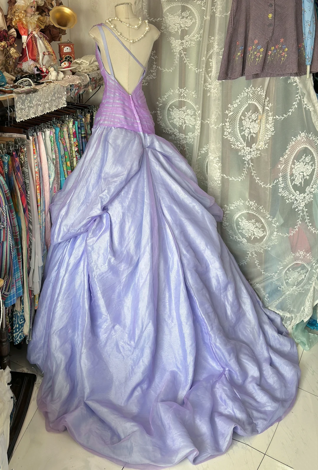 One Shoulder Lilac Prom Dress Beaded Formal Dress Birthday Gown P374