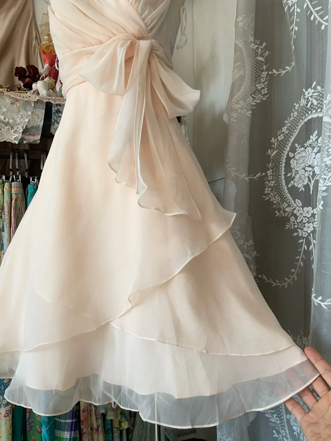 Spaghetti Straps Chiffon Short Dress Ruffled Party Dress P379