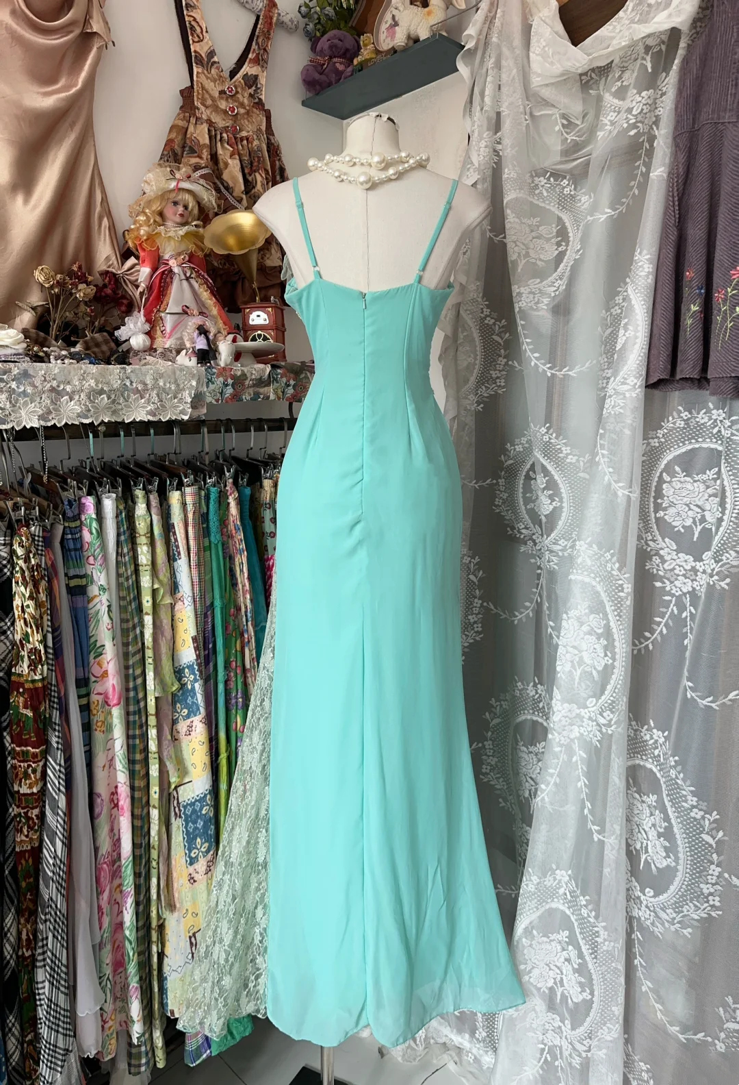 Spaghetti Straps Chiffon Sheath Prom Dress Summer Wedding Guest Dress P400