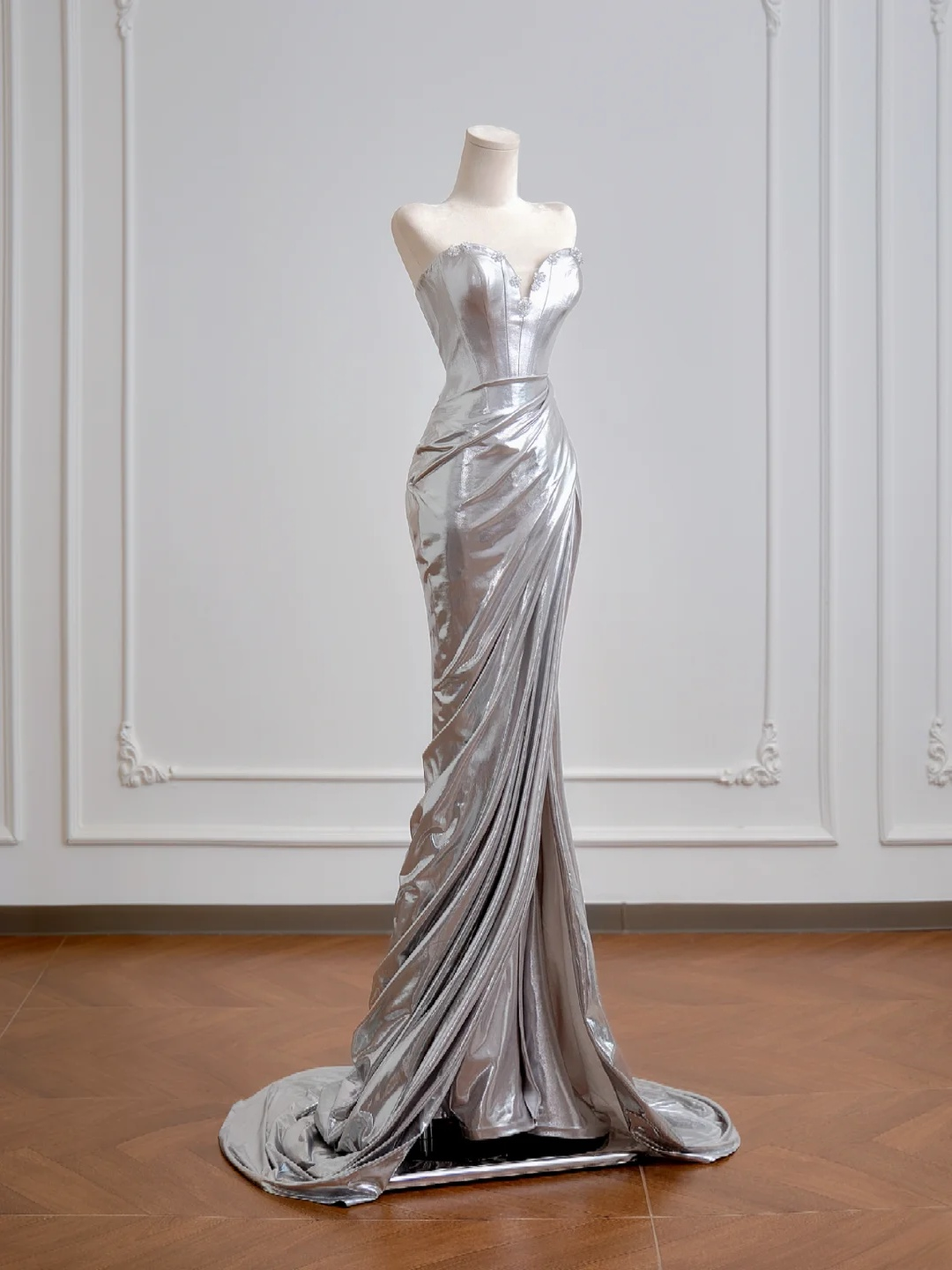 Sweetheart Silver Mermaid Prom Dress Formal Evening Dress P441