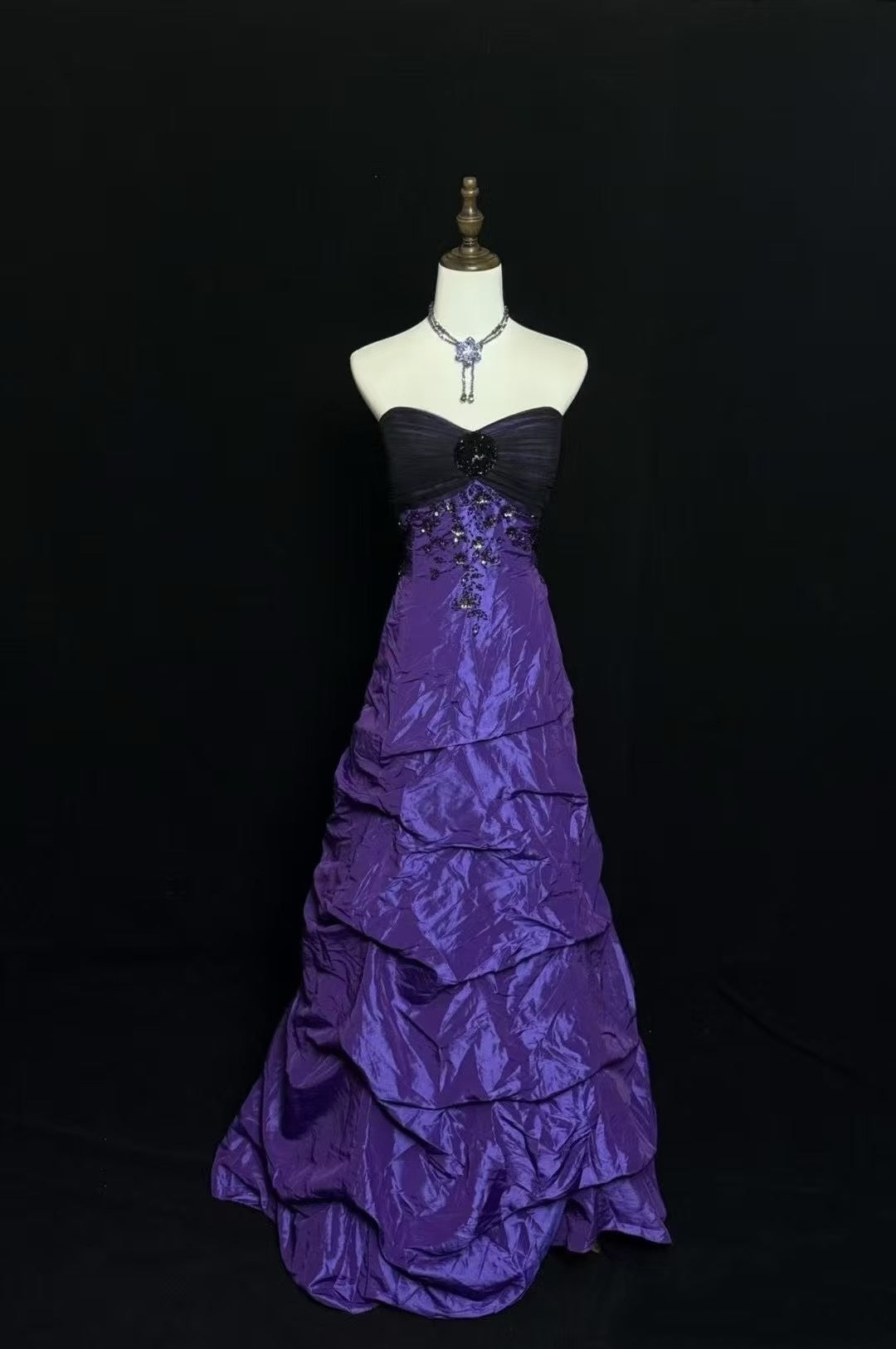 Sweetheart Purple Taffeta Prom Dress Retro Formal Dress P447