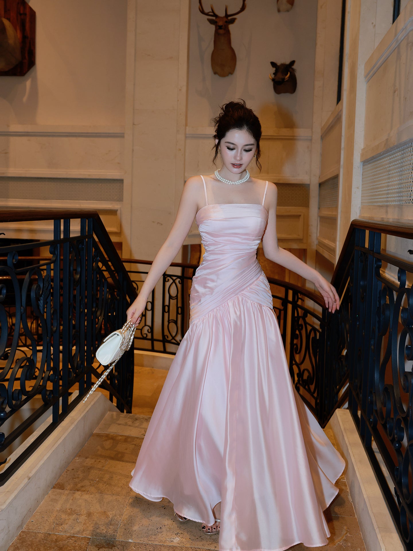 Spaghetti Strap Pink Prom Dress Formal Party Dress Evening Dress P45