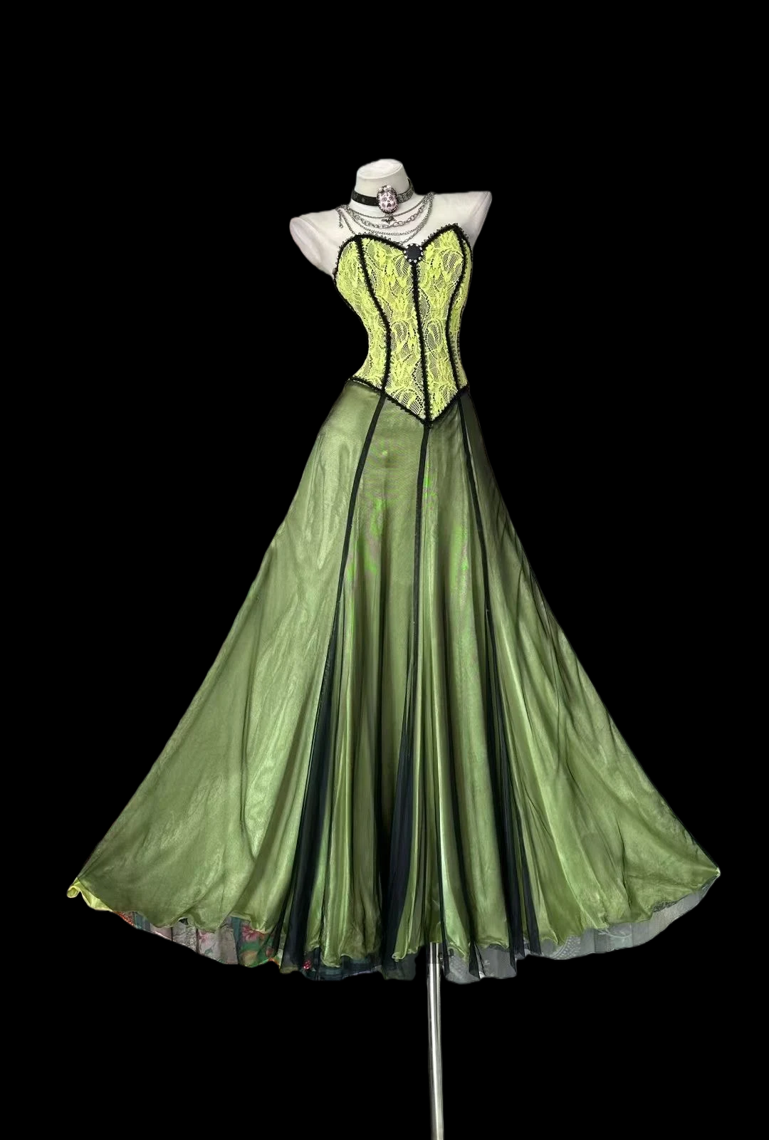 Sweetheart Green A Line Prom Dress Retro Formal Party Dress P510