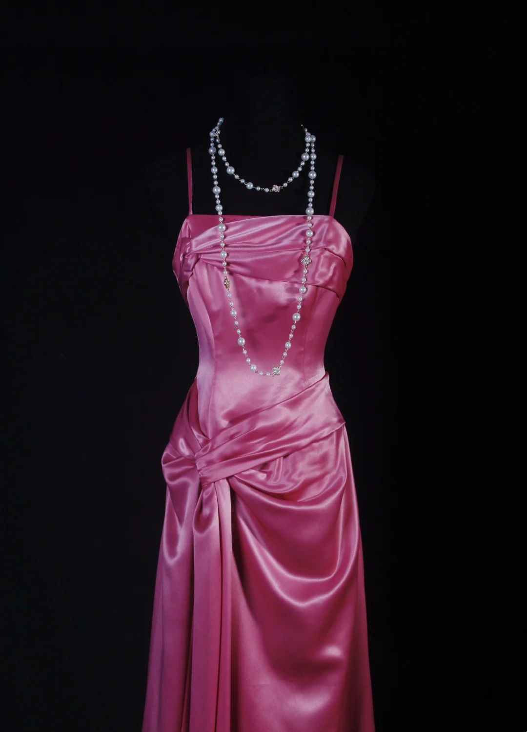 Spaghetti Straps Pink Satin Prom Dress A Line Evening Dress P521